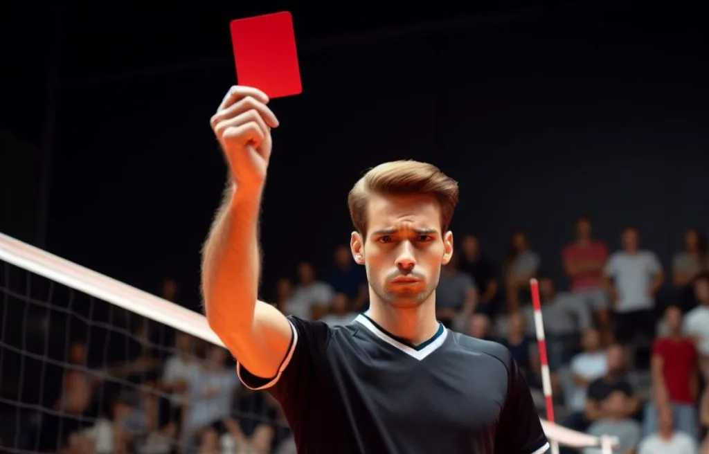 a referee showing red card during a match