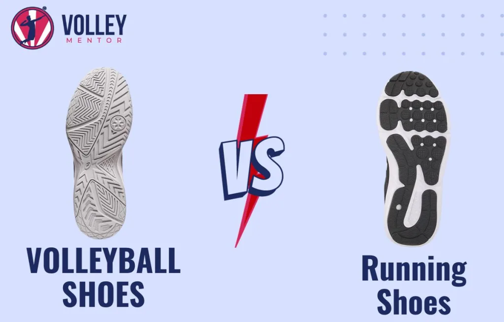 difference in design and construction of volleyball and running shoes