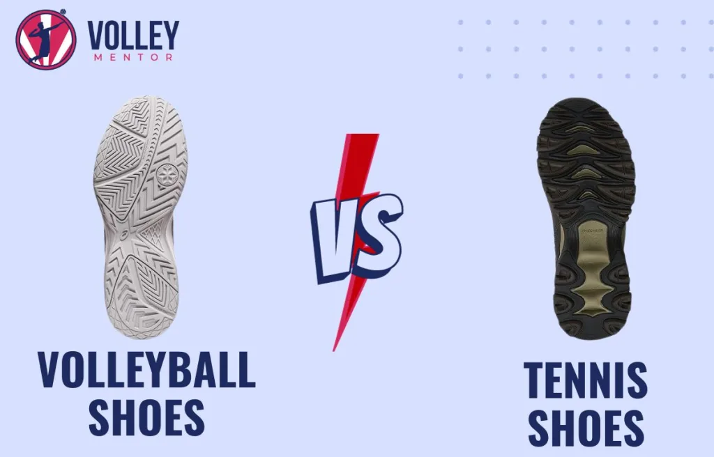 difference in design and construction of volleyball and tennis shoes -
