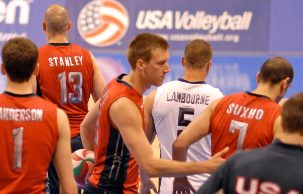 USA Red Volleyball Players in a match