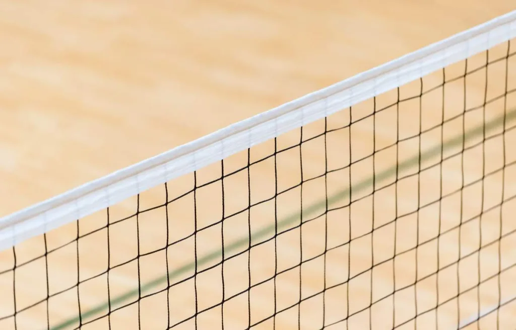 the upper part of a volleyball net